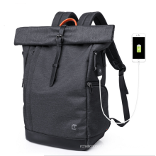 2019 New Models Nylon Travelling Roll Top Carry On USB Backpack Laptop Waterproof Bag for Men